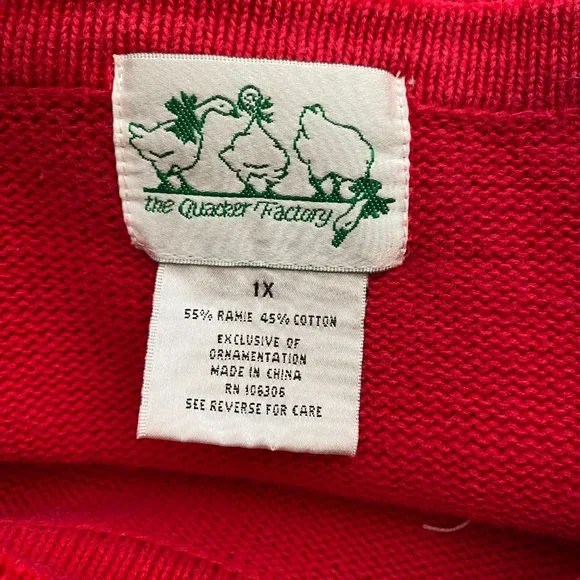 Vintage The Quacker Factory Women Sweater 1X Christmas Snowman Holiday Knit - Picture 6 of 9